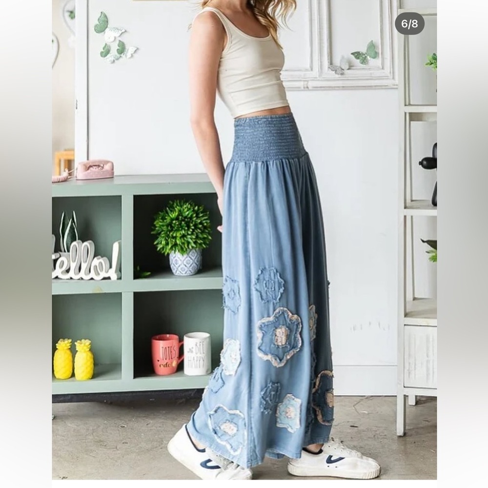 Oli & Hali Washed Flower Patch Tencel Pants
